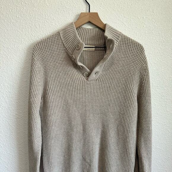 Crafted by Candy & Caviar Men's Medium Wool Cotton Blend Waffle Henley Sweater - Picture 9 of 9